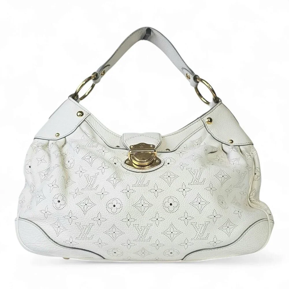 LOUIS VUITTON Mahina Solar PM White Perforated Leather Shoulder Bag Monogram LV - Picture 1 of 16